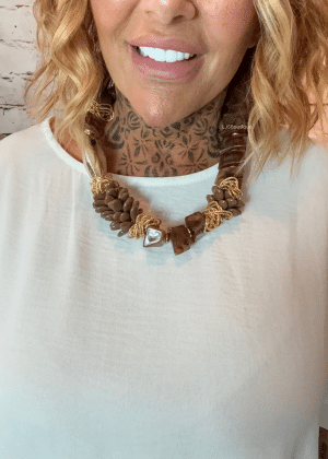 522 Brown and gold beaded necklace