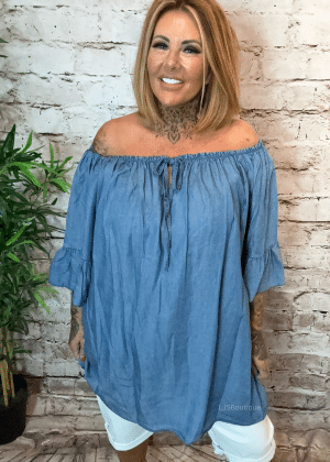 Kyleigh denim tunic top - best fits 16-26