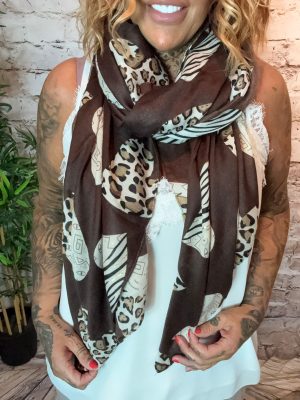474 Chocolate Hearts Lightweight Scarf