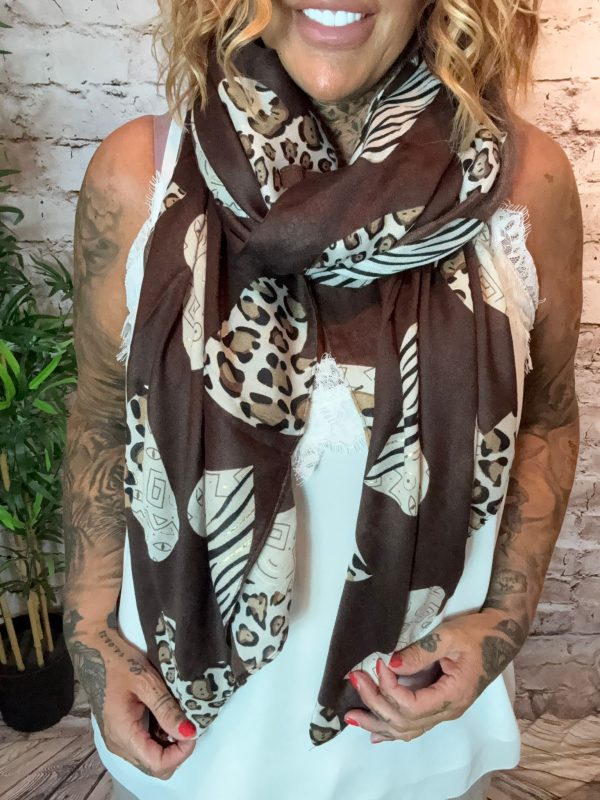 474 Chocolate Hearts Lightweight Scarf