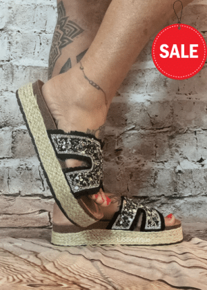 Cork sliders black "No Returns on sale items"