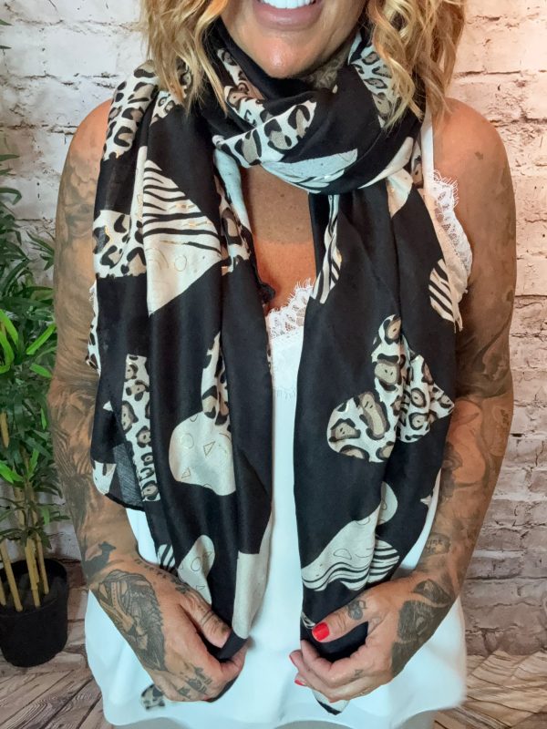 476 Black Hearts Lightweight Scarf