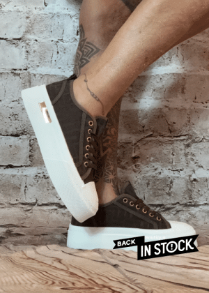 544 BROWN Inspired print chunky trainers
