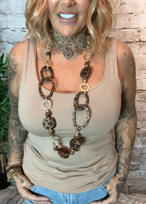 600 Animal print bronze and gold necklace