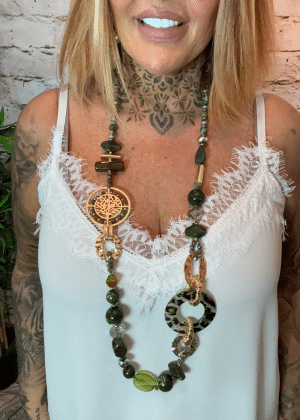 609 Green tree of life necklace