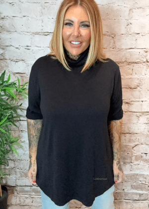 Patricia Polo neck jumper best fits 16-24 - Black