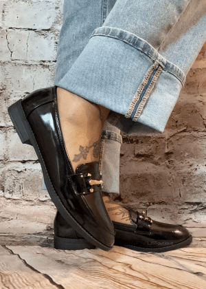 Black patent loafers Sizes 8-11