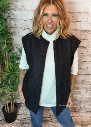 Smaller Myka Mohair style waistcoat best fits 14-22 no returns on sale items - Black