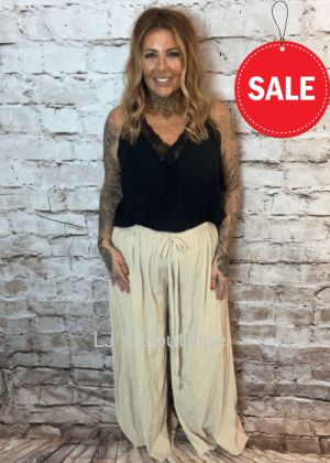 Lydia Wide Leg Elasticated Trousers Best Fits 14-22  "No Returns On Sale Items"