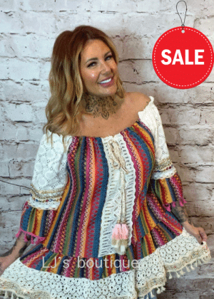 Samara Bardot Tunic Dress Best Fits 14-22  NO RETURNS ON SALE ITEMS
