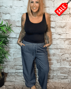 Samantha wide leg denim trousers no returns on sale items