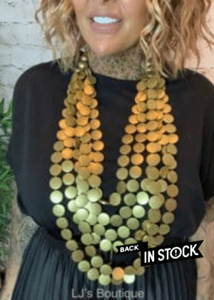 488-Gold wood layered Necklace