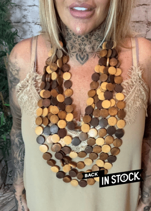 489 wood layered Necklace Restocked