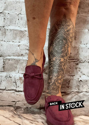 Red wine moccasin slip-on loafers