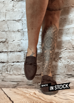 Brown moccasin slip on loafers