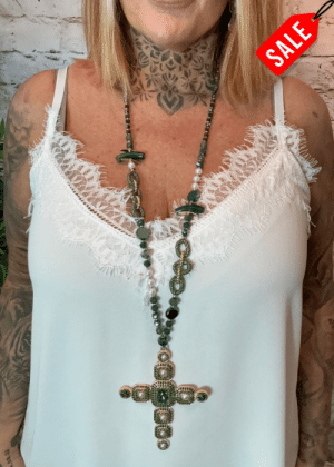 612 Green cross necklace