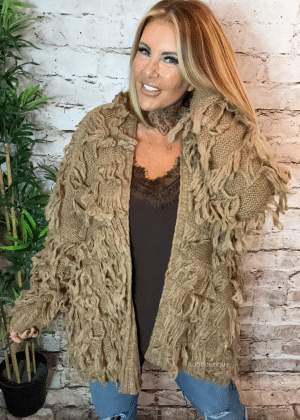 Brooke shaggy cardigan best fits 16-26