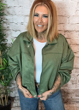 Tina Suede bomber Jacket best fits 16-22