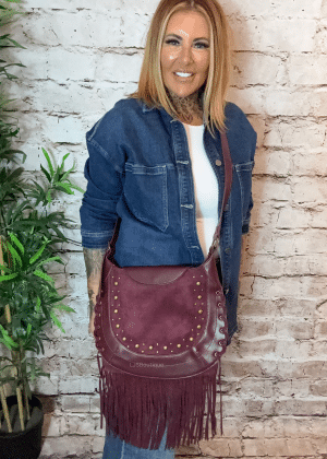 Suede Feel Tassel cross body bag