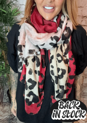 572 Red Animal print scarf