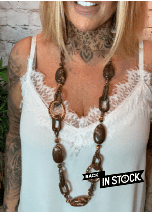 604 Chocolate coloured beaded necklace