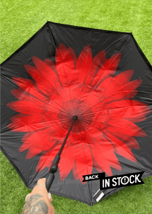 318 Red flower upside down brolly