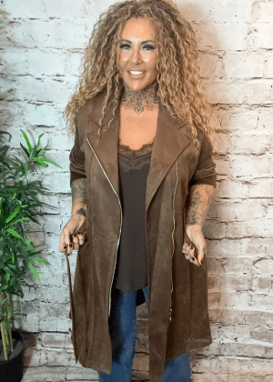 Taylor faux suede trench coat