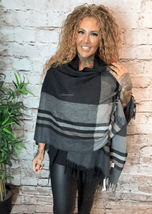 Black tartan shawl