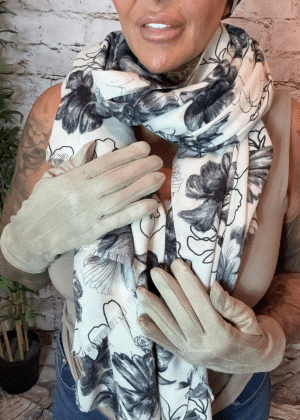 902 Floral Scarf and glove set