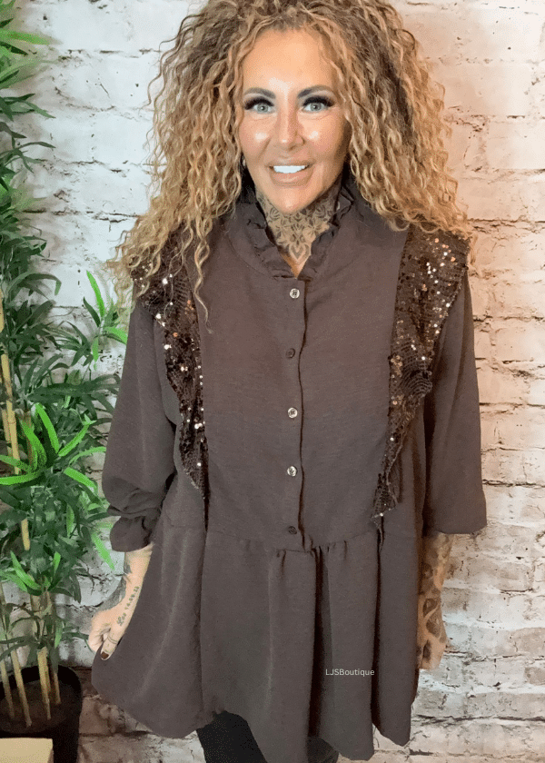 Celebrate sequin frilled top best fits 16-24 - Image 8