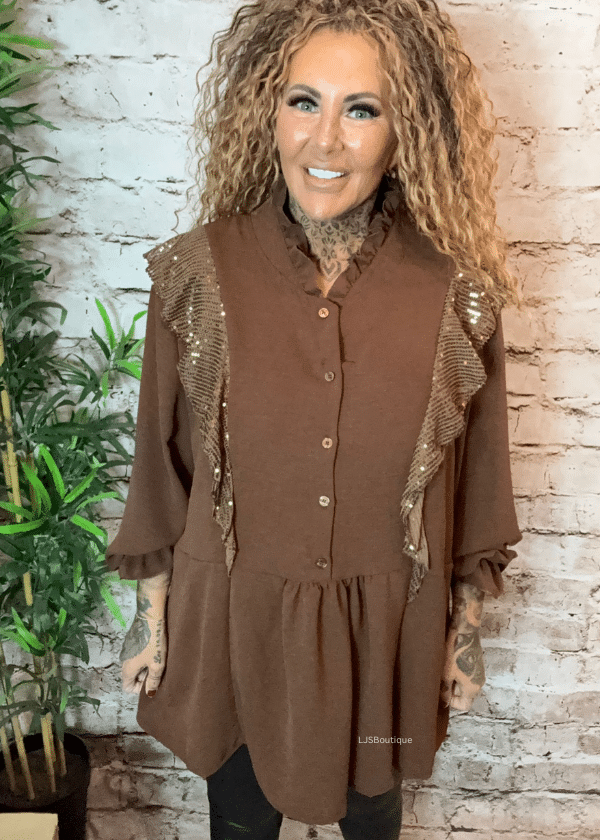 Celebrate sequin frilled top best fits 16-24 - Image 10