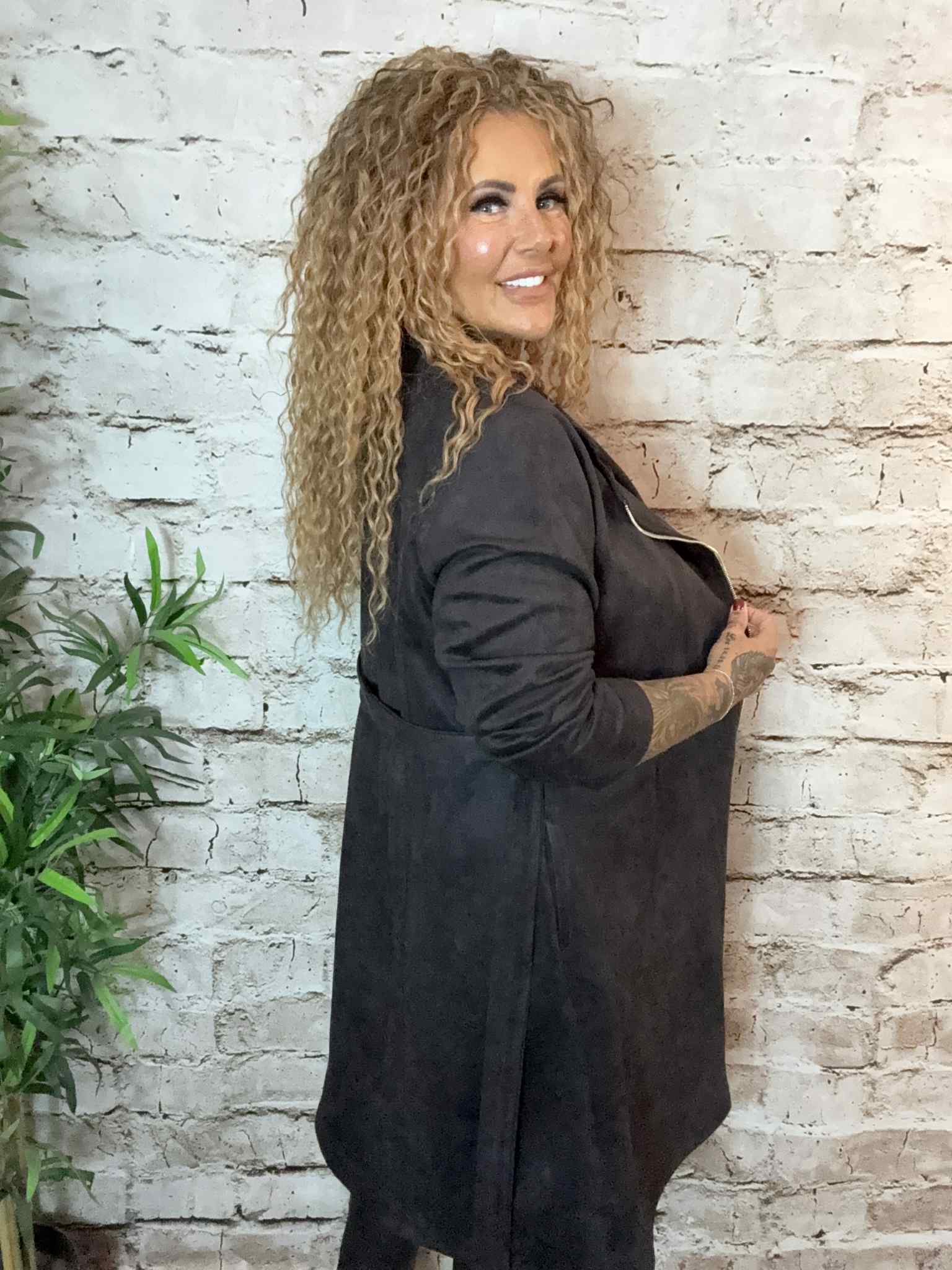 Taylor faux suede trench coat - Image 6