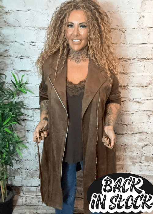 Taylor faux suede trench coat