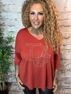 INSPIRED Sparkly D top best fits 14-22