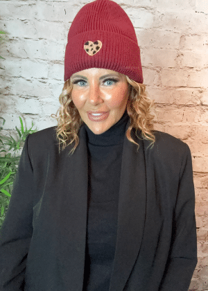 974 Ladies heart beanie hat