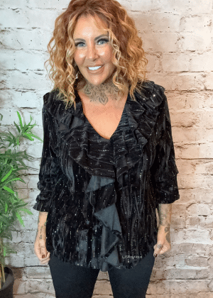 Jessie frilled velvet top best fits 12-18