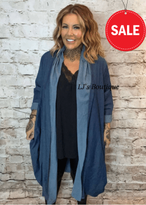 Denim Cocoon Duster coat Best Fits 14-24 No Returns On Sale Items