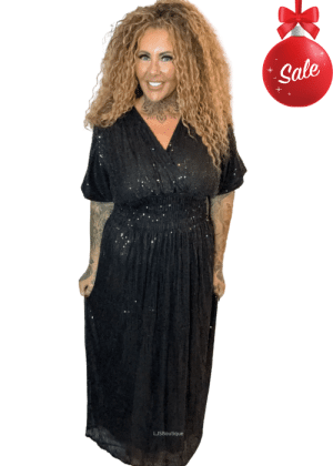Blitzen Short Sleeved Sparkle dress best fits 12-20 (NO RETURNS ON SALE ITEMS )