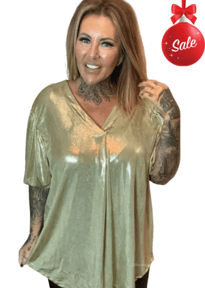 Athena Metallic V-neck top best fits 16-24 NO RETURNS ON SALE ITEMS