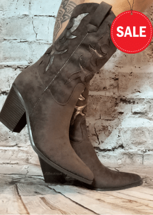 725 Dark chocolate cowboy boots no returns on sale items