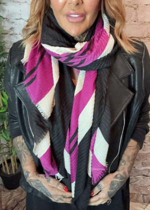 A012 Striped print scarf