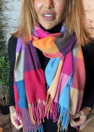 A27 Checked Tassels scarf