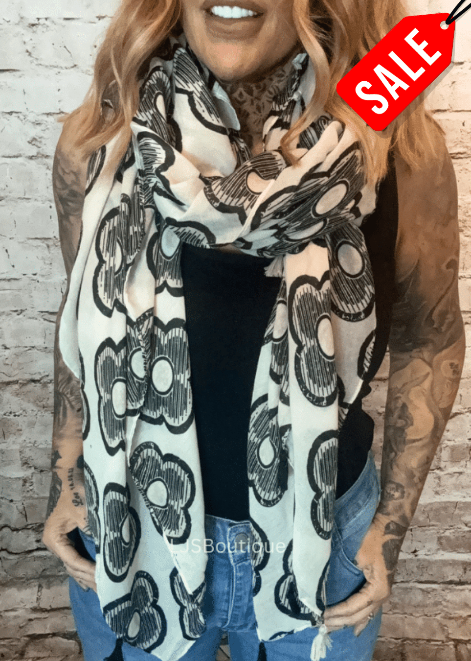 615 Flower scarf No returns on sale items