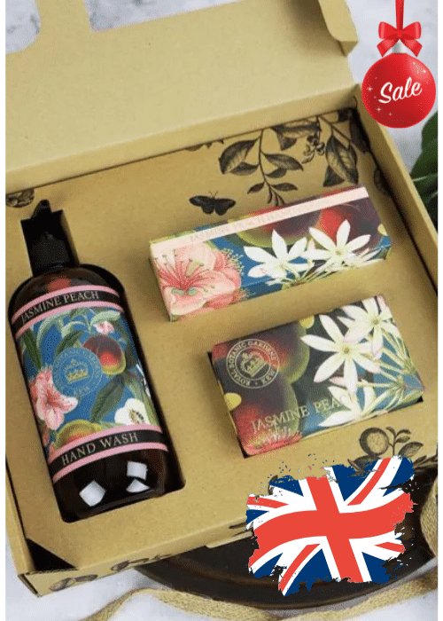 654-Jasmine Peach Essential soap & Hand Care Gift Box (No Returns On Sale Items)