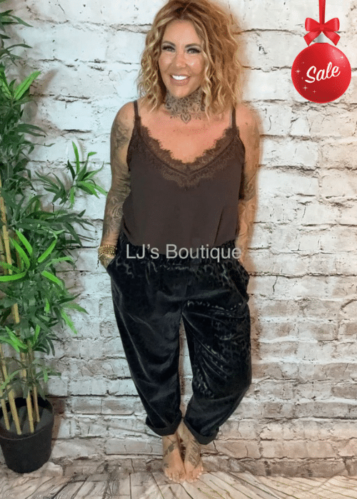 Nyla leather look animal trousers best fits 14-22 (No Returns On Sale Items)