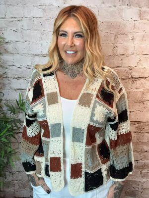 Lara Crochet cardigan best fits 12-22