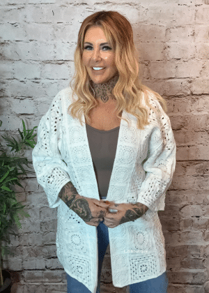 Ravina Crochet Open Shacket Best Fits 16-24