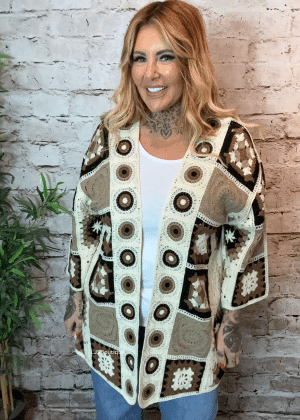 Brynlee Crochet Open Fronted Cardigan Best Fits 16-26