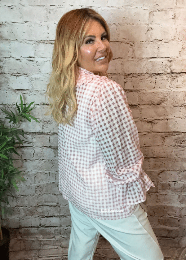 Carrie Gingham frilled blouse best fits 12-18 - Image 3