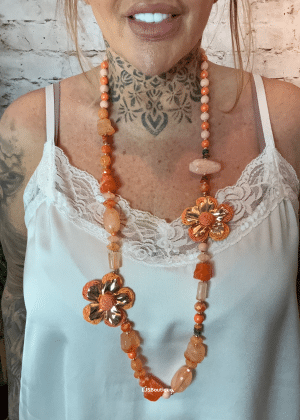 A288 Orange floral necklace